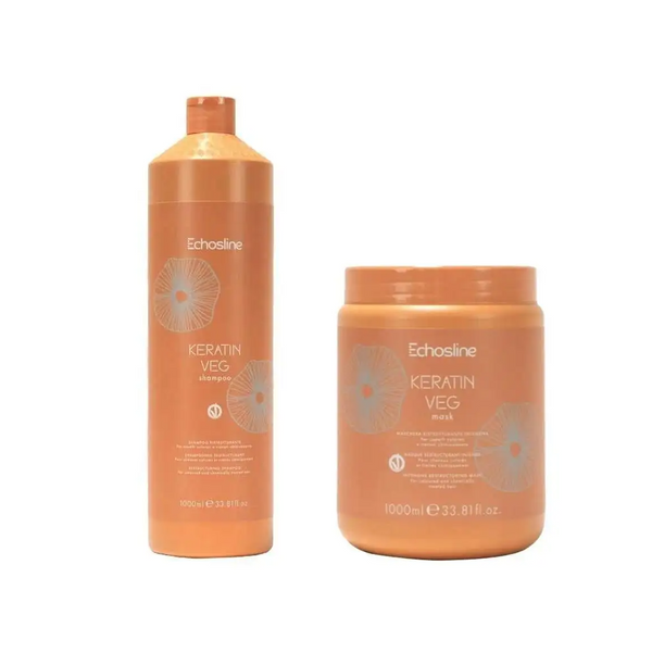 Echosline Kit Keratin Shampoo e Maschera per capelli trattati 1000 ml