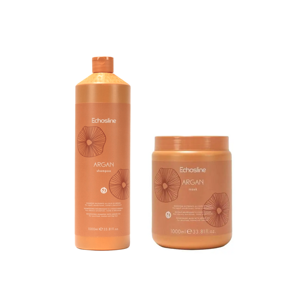 Echosline Kit Argan Shampoo e Maschera nutriente 1000 ml