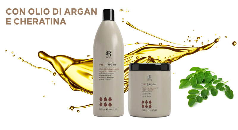 RR Line Set Shampoo + Maschera Argan e Cheratina + 2 Fiale Ristrutturanti Kit