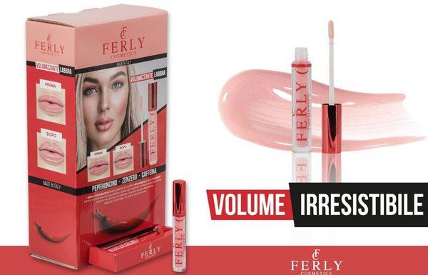 FerlyCosmetics lucidalabbra volumizzante gonfia labbra lip gloss con peperoncino,zenzero e caffeina che idrata e dona volume