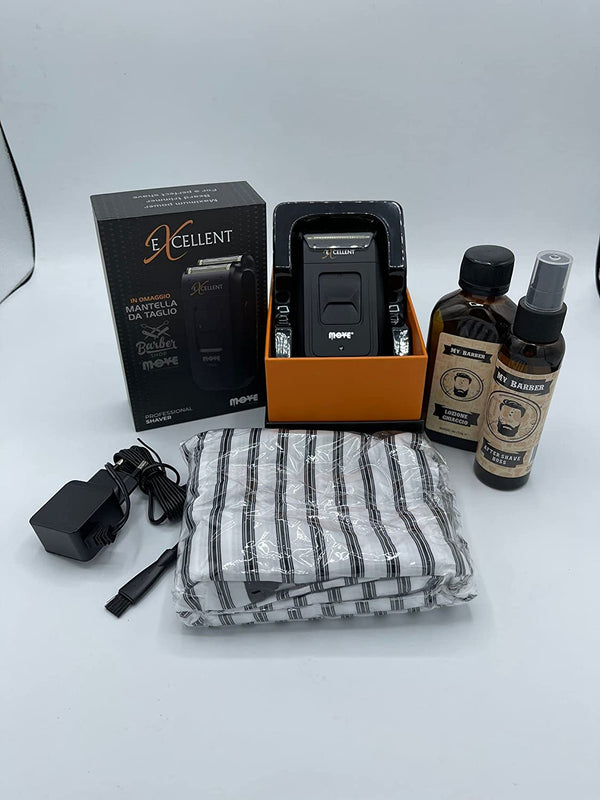 Kit Rasoio Excellent a 0 doppia lama + Dopobarba + Lozione + Mantella